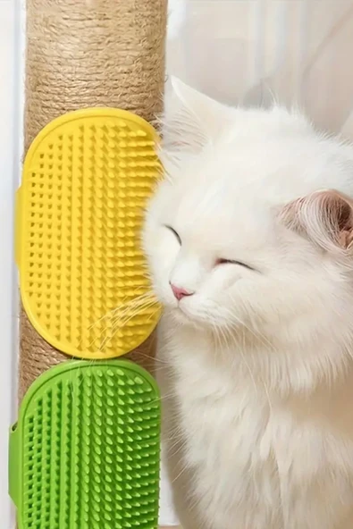 Kedi, Köpek Silikon Yıkama ve Tüy Toplama Aparatı | Ayarlanabilir Evcil Hayvan Köşe Kaşınma Aparatı - Resim 4