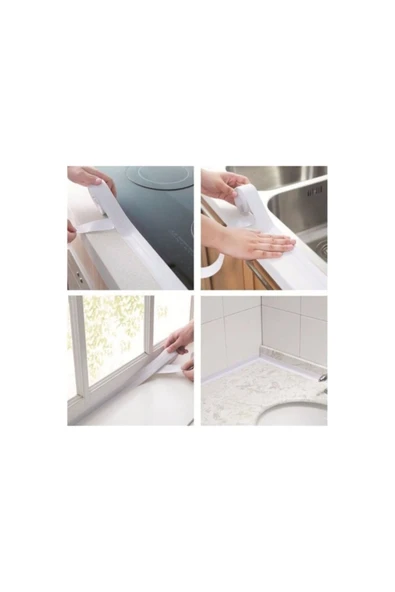 Lavabo Banyo Küvet Mutfak Kenar Su Sızdırmaz Beyaz Bant 3.2m 38mm - Resim 5