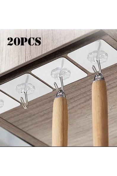 Kendinden Yapışkanlı Şeffaf Askı 5 Li Set - Resim 4