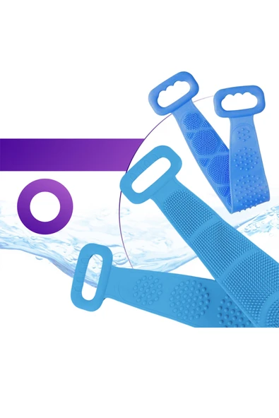 Mavi Çift Taraflı Banyo Duş Sırt Kesesi Slikon Duş Vucut Kesesi Duş Lifi Fırçası sırt kesesi - Resim 2