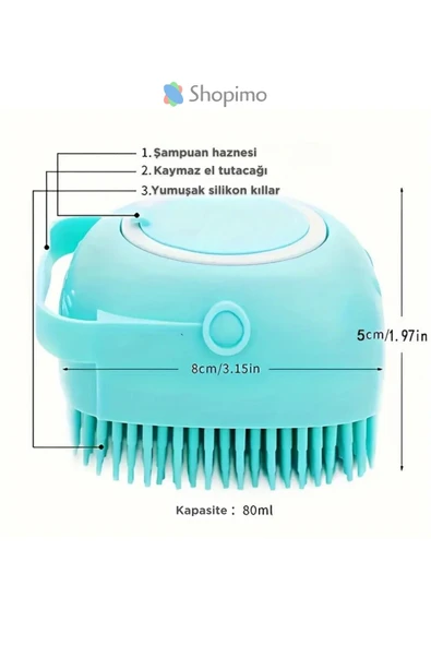 Hazneli Silikon Banyo Kesesi - Şampuan Hazneli Seyahat Tipi Masaj Fırçası - 4