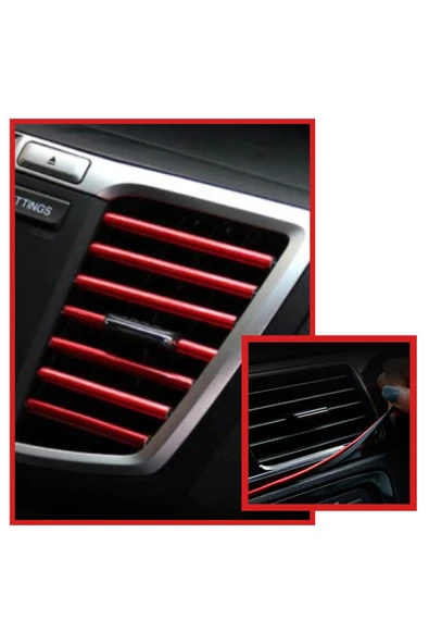 Kırmızı Araba Oto Trim Dekorasyon Şeridi Kauçuk Elastik Kolay Kurulum 5 metre Şerit Bant (44DEX34) - Resim 3