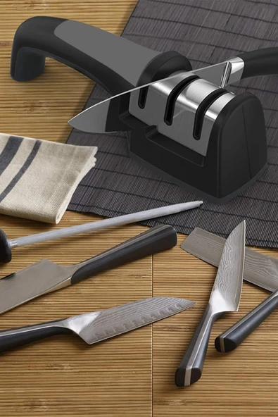 Profesyonel Bıçak Bileyici 3 Açılı Elmas Seramik Tungsten Çelik El Bıçakları Ergonomik Saplı Bileme - Resim 4