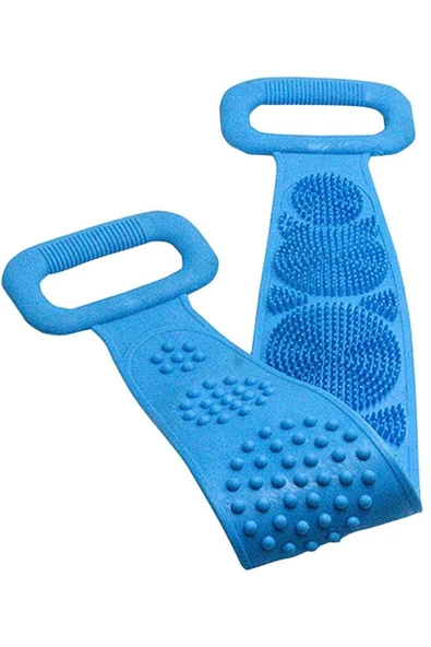 Mavi Çift Taraflı Banyo Duş Sırt Kesesi Slikon Duş Vucut Kesesi Duş Lifi Fırçası sırt kesesi - Resim 3