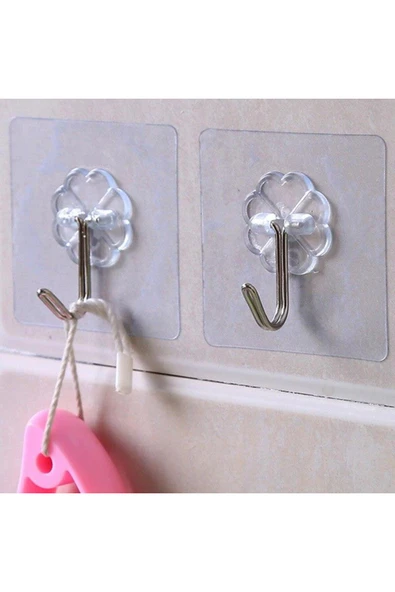 Kendinden Yapışkanlı Şeffaf Askı 5 Li Set Banyo Mutfak Askısı - Resim 6