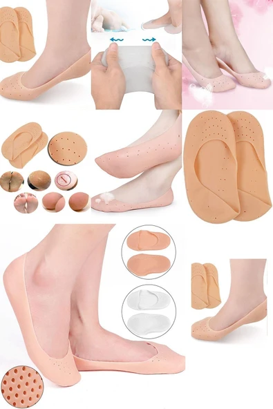 Main Shop Patik Ayak Topuk Çatlak Çorabı Ten Rengi Çorap Topuk Çatlak Giderici Ayak Bakım M-032 - Resim 2