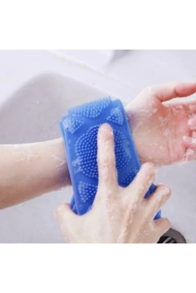 Silikon Çift Taraflı Banyo Sırt Lif Kesesi 70 cm - Resim 3