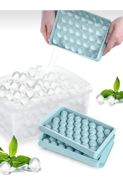 Küre Buz Kalıbı Kapaklı 33 Hazneli Yuvarlak Buz Kalıbı Kokteyl Sunum Buz Kalıbı, 1 Adet ürün görseli 1