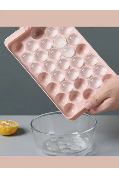 Küre Buz Kalıbı Kapaklı 33 Hazneli Yuvarlak Buz Kalıbı Kokteyl Sunum Buz Kalıbı, 1 Adet - Resim 5