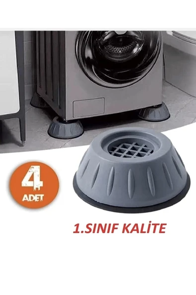 Gri Çamaşır Makinesi Titreşim Engelleyici Stoper 4 Lü Set Mobilya Bağlantı Elemanları TR - 2