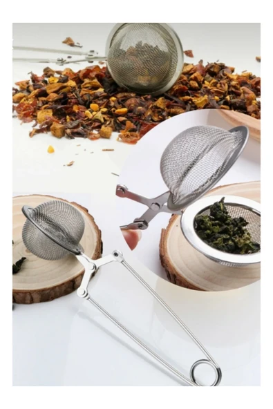 Pratik Paslanmaz Çelik Un Kakao Oudra Şekeri Eleği Ve Bitki Çayı Demleme Süzgeci Maşalı Çay Süzgeci - Resim 2