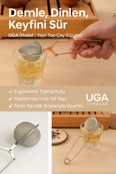 Maşalı Bitki Çayı Ihlamur Kuşburnu Yeşil Çay Demleme Süzgeci 16x5,5 Cm - Resim 4