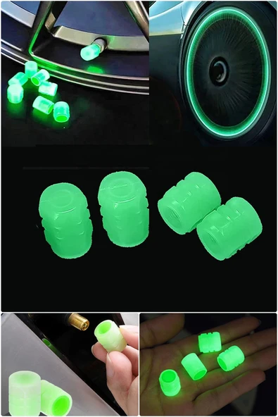Fosforlu Yeşil Gece Sibop Kapağı Seti Tekerlekler İçin Dayanıklı Estetik Kapaklarla Gece Görünürlüğü ürün görseli 1