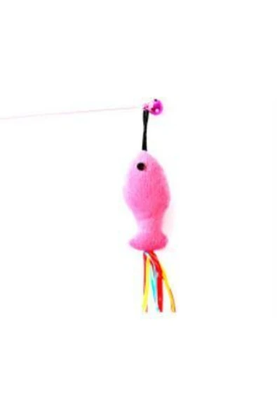 Kedi Oyun Oltası 90 Cm Balık Yakalama Sesli Çıngıraklı Oyuncağı - Resim 5