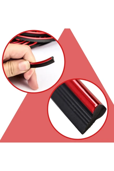 Kırmızı Araba Oto Trim Dekorasyon Şeridi Kauçuk Elastik Kolay Kurulum 5 metre Şerit Bant (44DEX34) - Resim 2