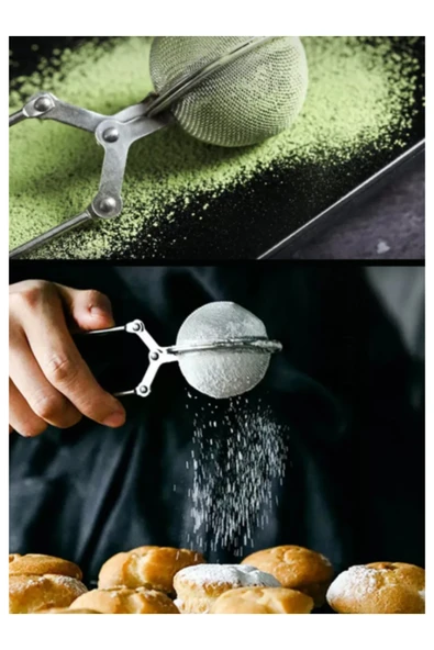 Pratik Paslanmaz Çelik Un Kakao Oudra Şekeri Eleği Ve Bitki Çayı Demleme Süzgeci Maşalı Çay Süzgeci ürün görseli