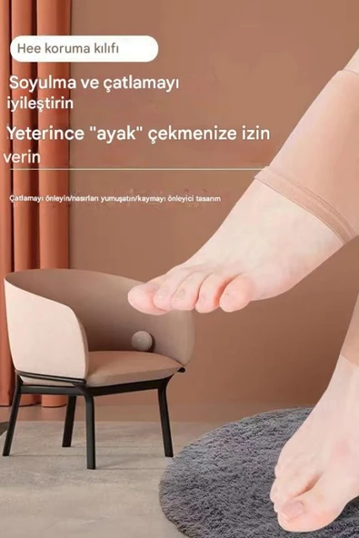 Rahatlatıcı Nemlendirici Silikon Topuk Çorabı Çatlak Ve Topuk Ağrısı Önleyici Ayak Bakım Masaj Çorap - 5