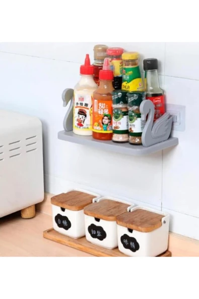 Kuğu Tasarımlı Kendinden Yapışkanlı Raf - Resim 4