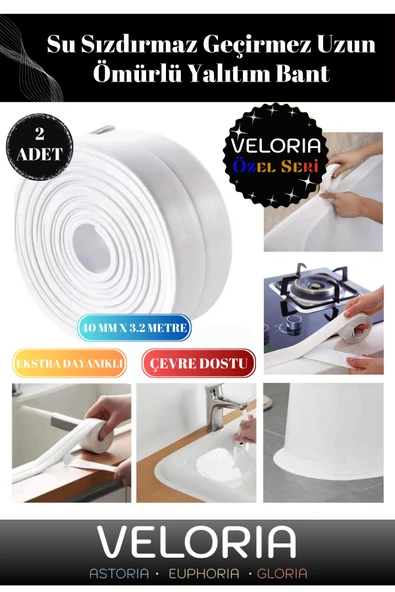 Özel Seri Sızdırmaz Su Geçirmez Dayanıklı Lavabo Pvc Kenar Küf Önleyici 3.2 m İzolasyon Bant 2 Adet ürün görseli 1