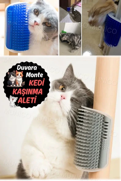 Duvara Yapışan Kedi Kaşıma Aparatı – Tüy Temizleme ve Kaşınma İçin Etkili Tarak ve Fırça Kedi Tüy - Resim 3