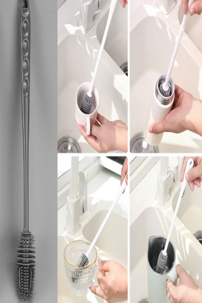 Osso Silikon Bardak Tabak Cam Şişe Fincan Yıkama Fırçası Çok Fonksiyonlu Bulaşık Temizleme Fırçası