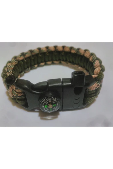 Paracord Cobra Ateş Başlatıcı + Pusulalı Survival Outdoor Hayatta Kalma Bilekliği - Resim 2