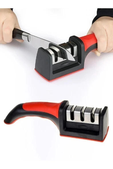 Profosyonel Bıçak Bileme Aleti 3 Açılı Elmas Seramik Çelik Evde Bıçak Satır Bileyleme Aparatı - Resim 4