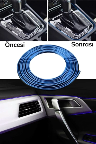 Mavi Araba Oto trim Dekorasyon Şeridi Kauçuk Elastik Kolay Kurulum 5 Metre Şerit Bant ( Lisinya ) - Resim 3