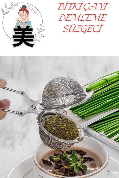 Paslanmaz Çelik Bitki Çayı Süzgeci Yeşil Çay Demleme Süzgeci - Maşalı Bitki Çayı Süzgeç ürün görseli 1