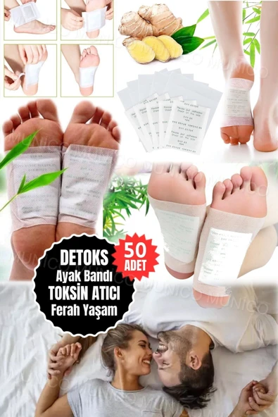 Enerji Verici Detoks Ayak Bandı - 50 Adet Bambu Sirkesi Ayak Maskesi ile Uykunuzu Derinleştirin - 3