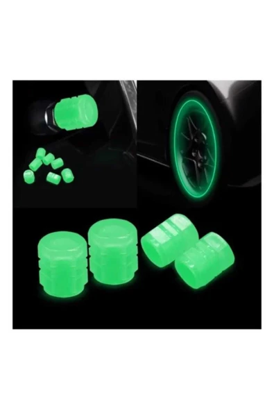 Işıklı Sibop Kapağı Seti Oto Araba Lastik Işığı Yeşil Renkli Jant Sibob Kapak 4 Adet ürün görseli 1
