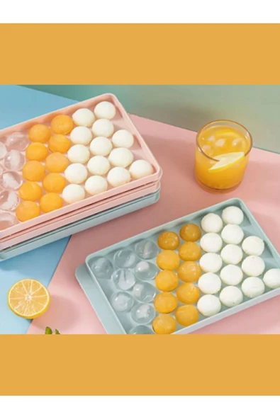 Küre Buz Kalıbı Kapaklı 33 Hazneli Yuvarlak Buz Kalıbı Kokteyl Sunum Buz Kalıbı, 1 Adet - Resim 4