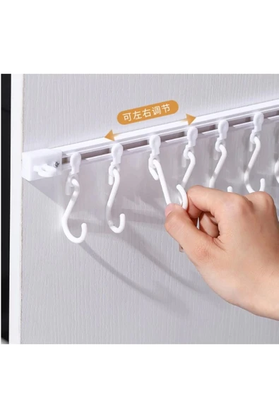 Hareketli 10 Kancalı Kendinden Yapışkanlı Askıı 40Cm New (Eg) - Resim 4