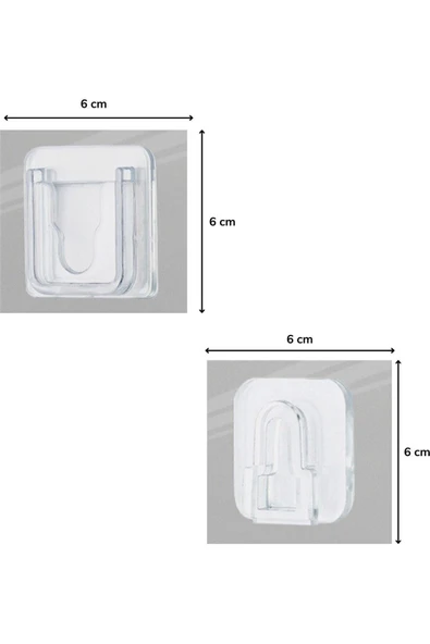 Kızaklı Eşya Sabitleme Askısı 10 Adet Şeffaf Çift Taraflı Yapışkanlı Geçmeli Klips - Resim 5