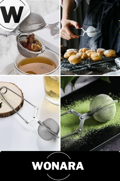 Özel Üretim Paslanmaz Çelik Maşalı İnce Gözenekli Elek Geniş Kulplu Bitki Çayı Demlik Süzgeci 1 Adet - Resim 3