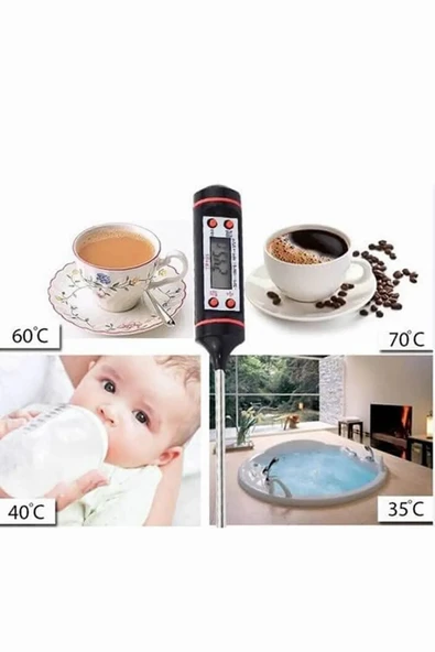 Dijital Gıda Termometresi Sıcaklık Derece Kutulu Et Süt Mama Yemek Isı Ölçer 1 Adet - Resim 4