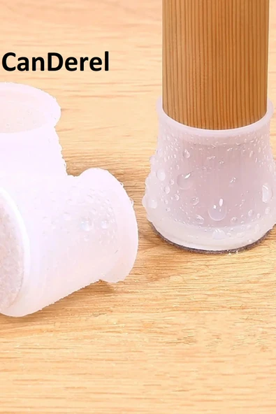 Masa Ve Sandalye Ayak Koruyucu Beyaz Silikon 12 Adet Zemin Koruyucu Silikon Pabuç - Resim 5