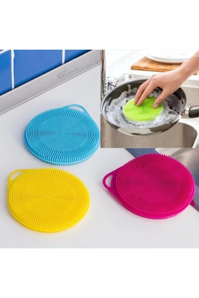 Aveo 2 Adet Silikon Bulaşık Yıkama Fırçası Tükenmeyen - Resim 2