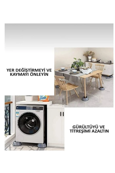 Gürültü Ve Titreşim Engelleyici Kaymaz Kauçuk Çamaşır Bulaşık Makinesi Ayak Pedi Stoper 4 Adet - Resim 5