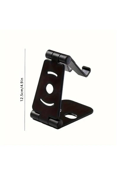 Plastik Masaüstü Katlanabilir Telefon Tablet Standı Katlanır Telefon Tutucu Siyah - Resim 4