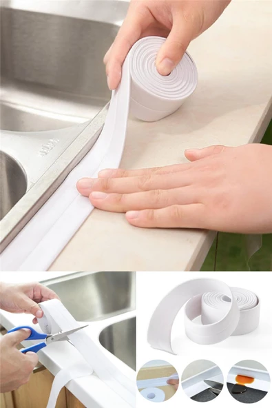 Mutfak Lavabo Klozet Duvar Duşakabin Derz Dolgu Fayans Kapatıcı 1,5 Mt Su Sızdırmaz Geçirmez Bant ürün görseli 1