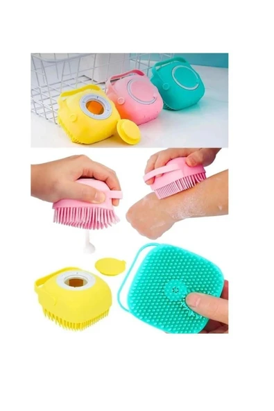 Duş Jeli Hazneli Silikon Fırça Kese Çok Amaçlı Vücut Temizleme Kesesi Banyo Lifi - Resim 3