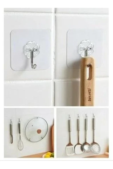 Kendinden Yapışkanlı Şeffaf Askı 5 Li Set Banyo Mutfak Askısı ürün görseli 1