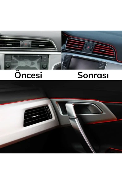 Kırmızı Araba Oto Trim Dekorasyon Şeridi Kauçuk Elastik Kolay Kurulum 5 metre Şerit Bant (44DEX34) - Resim 4