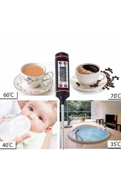 Dijital Gıda Termometresi Süt Yemek Sıcaklık Ölçer Pişirme Derecesi - 4
