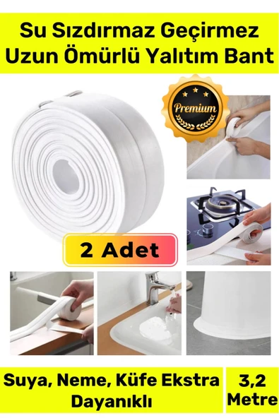 Duş Pvc Lavabo Küvet Tezgah Banyo Mutfak Pencere 3,2 Mt 2 Adet Su Sızdırmaz Geçirmez Yalıtım Bant ürün görseli 1
