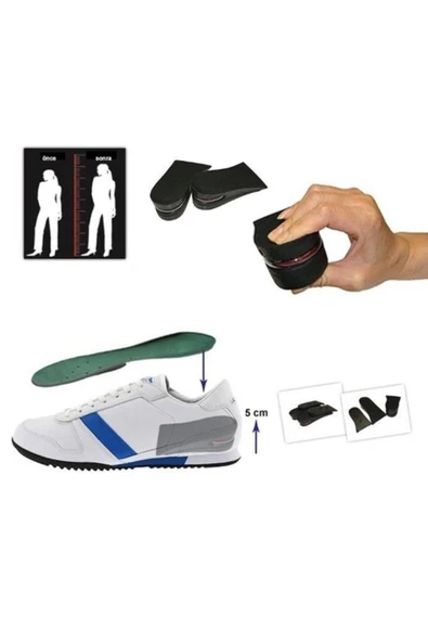 Hava Yastıklı Boy Uzatıcı Uzatan Gizli Ayakkabı Topuk Tabanlık - Resim 5