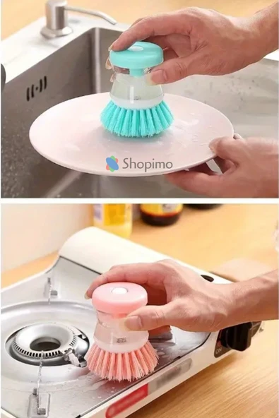 Deterjan Hazneli Bulaşık Yıkama Fırçası - Pratik Mutfak Temizlik Fırçası - Resim 6