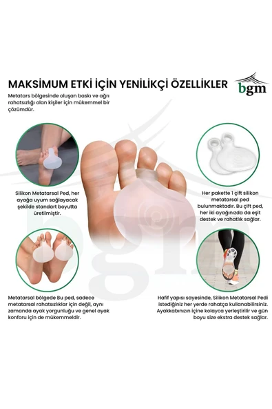 Metatarsal Ped Silikon Halkalı Ayak Altı Nasır Önleyici Ped - Resim 6