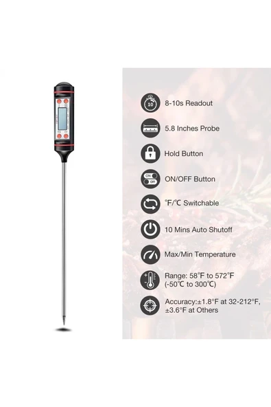 Dijital Gıda Termometresi Derece Ölçer Gıda Termometresi Süt Maya Yoğurt Mayalama - Resim 2